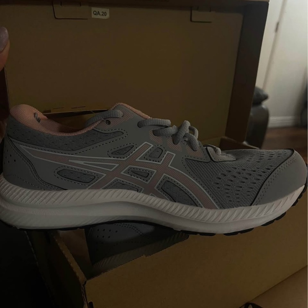 Asics Gray and Pink Athletic Sneakers